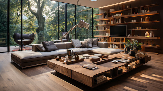 木质别墅奢华的木质家居装潢设计图片