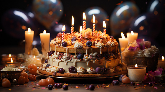 生日创意创意奶油生日蛋糕背景