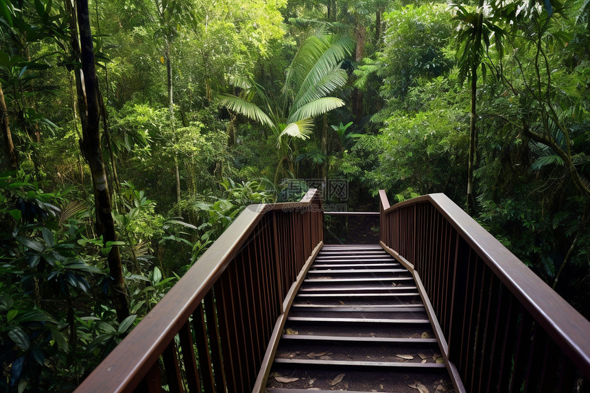 雨林中的楼梯图片