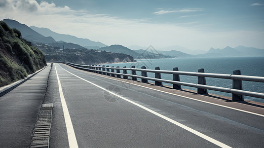 绵延的海边公路景观图片