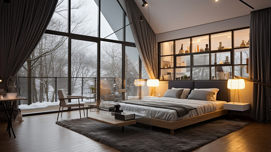 北欧风格时尚卧室装潢背景图片