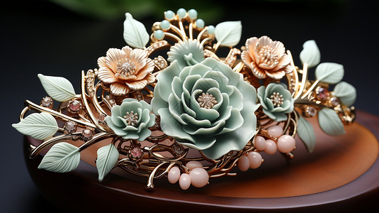 雕刻玉器人工雕刻的玉器花朵背景
