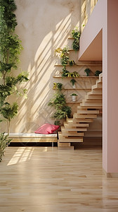 现代家居的绿植装饰背景图片