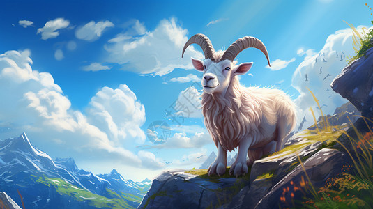 山脉中的卡通羚羊插图背景图片