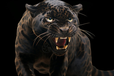 愤怒咆哮的美洲虎背景图片