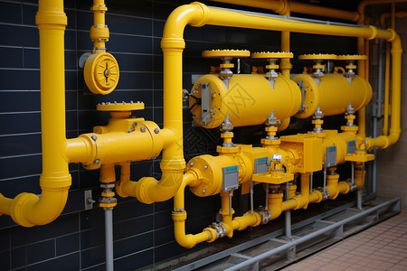 供暖工厂的黄色管道高清图片