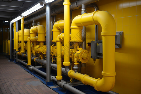 工业供暖工厂的黄色管道图片