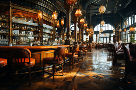 古典装修的酒吧背景图片
