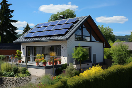 房屋屋顶的太阳能电伏板图片