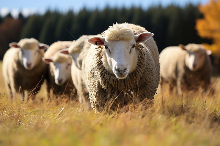 农村中养殖的羊群图片