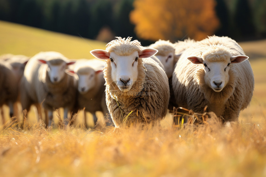 农村农场中的羊群图片
