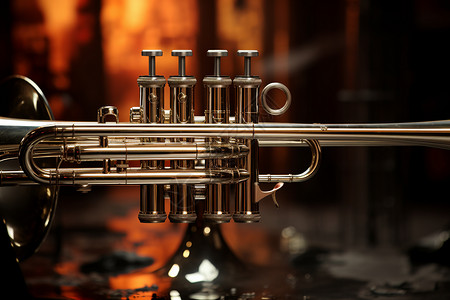 黄铜管小号管铜乐队的长号乐器背景