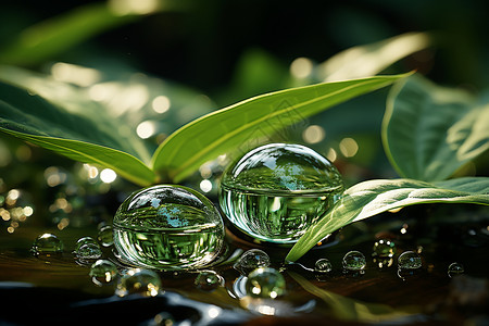 水洼图片植物上的水滴设计图片