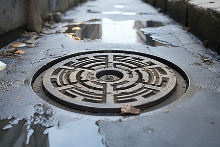 道路中的井盖高清图片