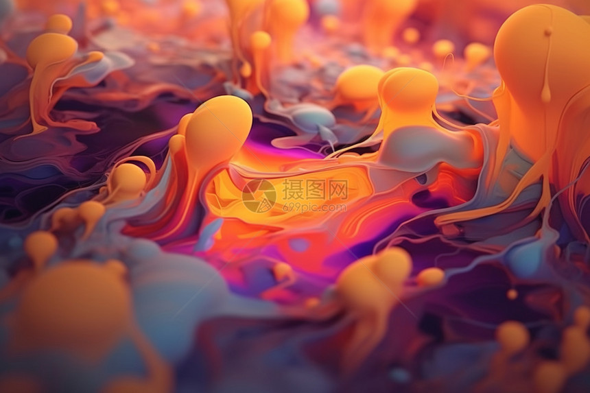 彩色融合颜料液体背景图片