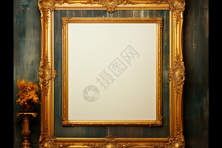 墙面浮雕奢华复古的金色相框设计图片