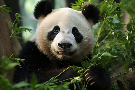 正在进食的野生大熊猫图片