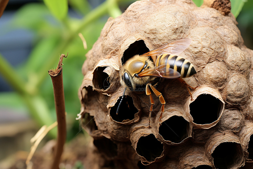 夏季大黄蜂的蜂巢图片