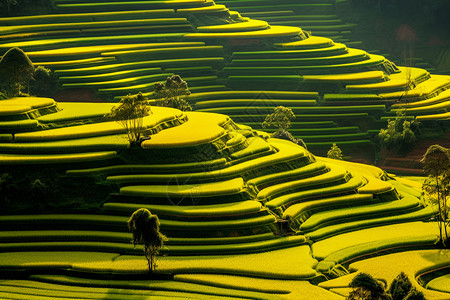 美丽的农村梯田景观图片