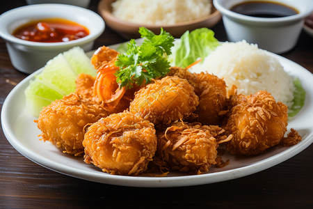 桂花鸡米头传统特色美食的油炸鸡米花背景