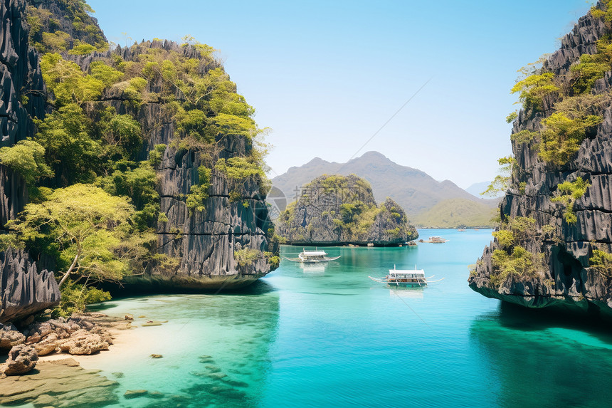 夏天度假岛屿的美丽景观图片