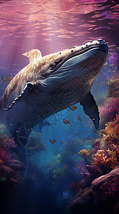 神秘海洋中的鲸鱼背景图片