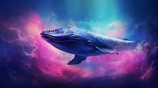 梦幻场景下的鲸鱼背景图片