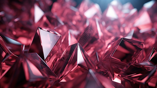 暹罗红宝石3D科幻几何晶体创意背景设计图片