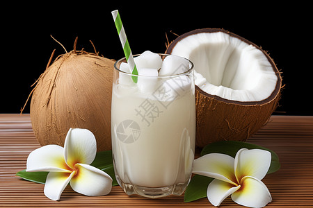 健康的椰子和饮料图片