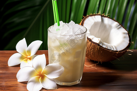 健康的椰子和饮品图片
