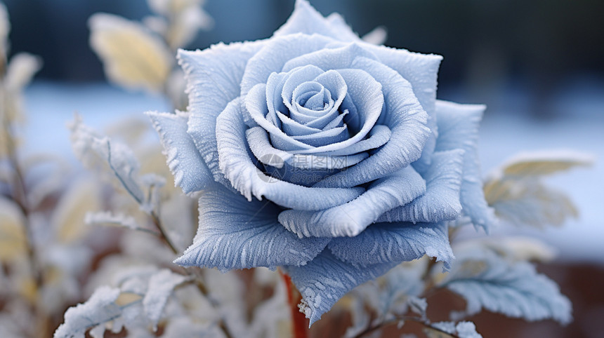 冷冻的白玫瑰图片