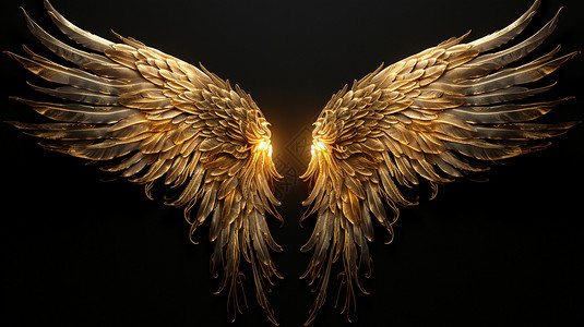 金色发光天使翅膀背景图片