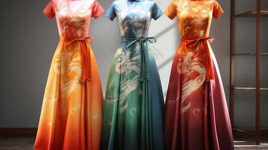 做工精致的彩色旗袍背景图片