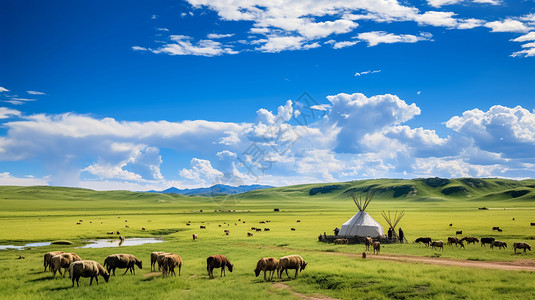 广袤无垠的内蒙古草原背景