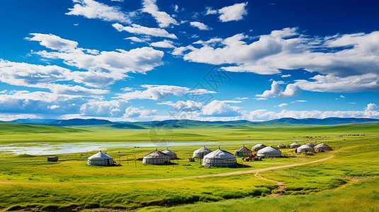 一望无际的内蒙古草原背景图片