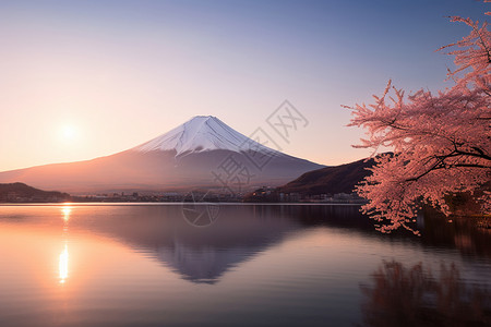 夕阳下富士山夕阳下的富士山背景