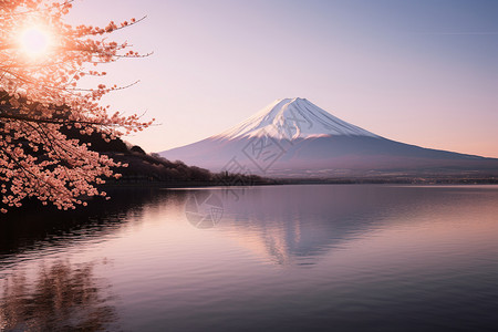 湖中倒影富士山图片