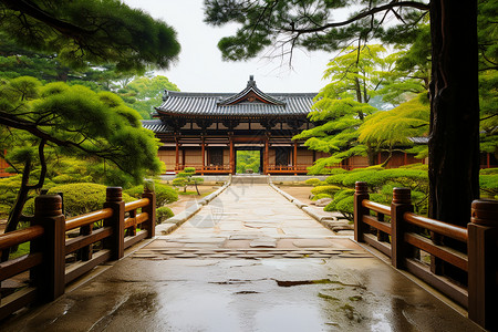 雨后的寺庙图片