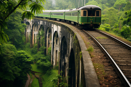 绿色的客运火车图片