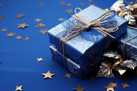 蓝色生日礼盒美丽精致的礼盒包装背景