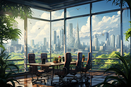 现代城市办公会议室图片