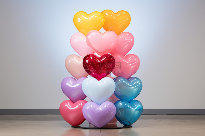 浪漫的心形气球装饰图片