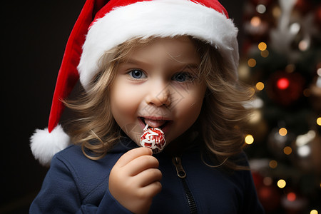 庆祝圣诞节的小女孩背景图片