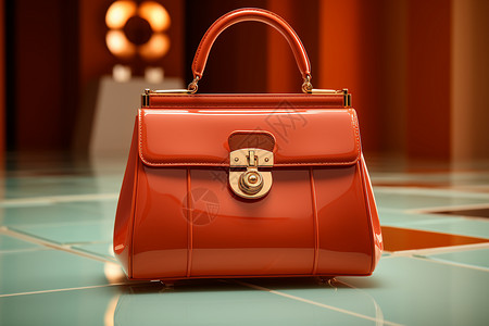 手袋设计优雅迷人的红色手提包背景