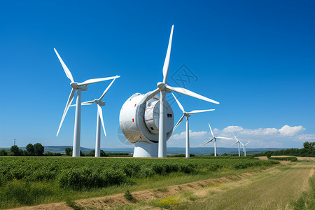 田野中的新能源风力涡轮机图片