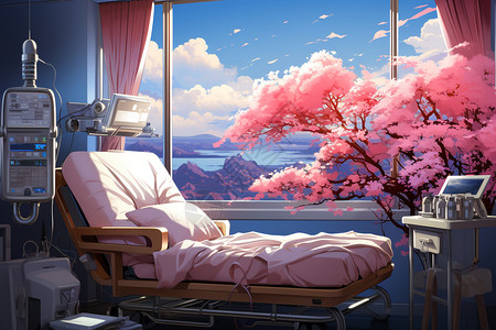 阳光照耀下的医院房间背景图片