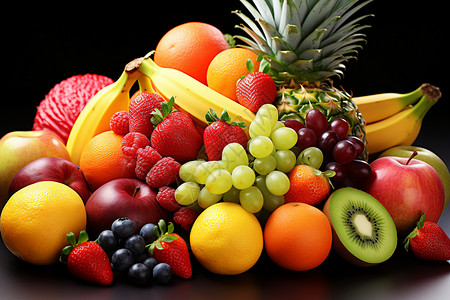 多种营养多种水果美食背景