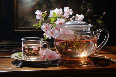 茶香四溢的花茶背景图片