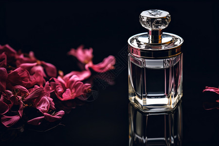 香水和鲜花背景图片