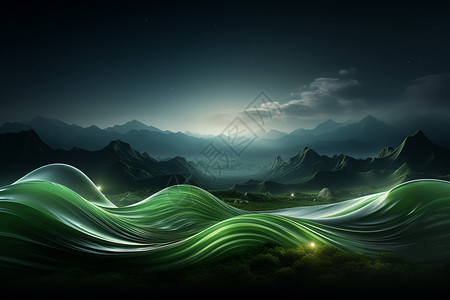 绿色夜空缤纷绚丽的夜空设计图片